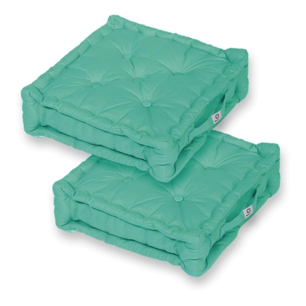 Coussin de sol lot de 2 - 50 x 50 cm bleu caraibes