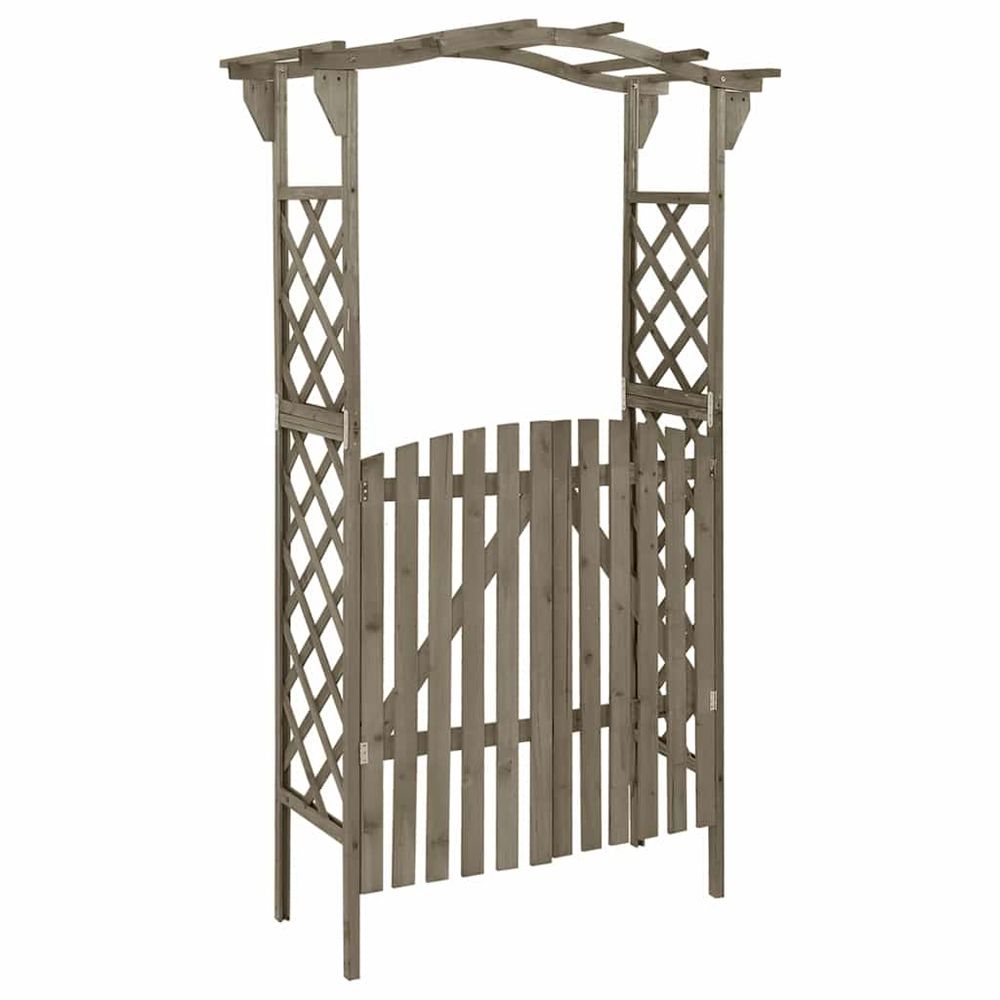 Pergola avec portail 116x40x204 cm gris bois de sapin massif