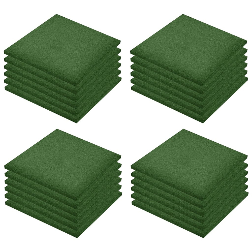 Carreaux de protection antichoc 24pcs caoutchouc 50x50x3cm vert