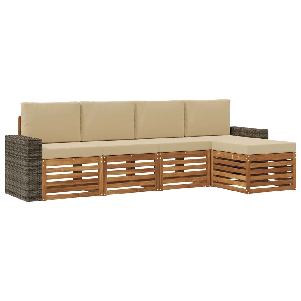 Ensemble de canapés d'extérieur 5 pc naturel et beige