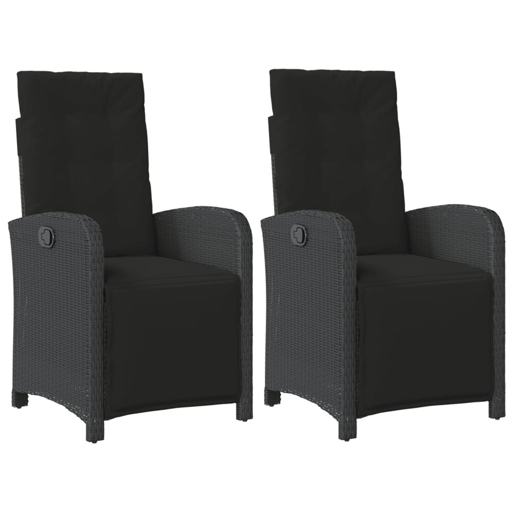 Chaises inclinables de jardin lot de 2 repose-pied noir rotin