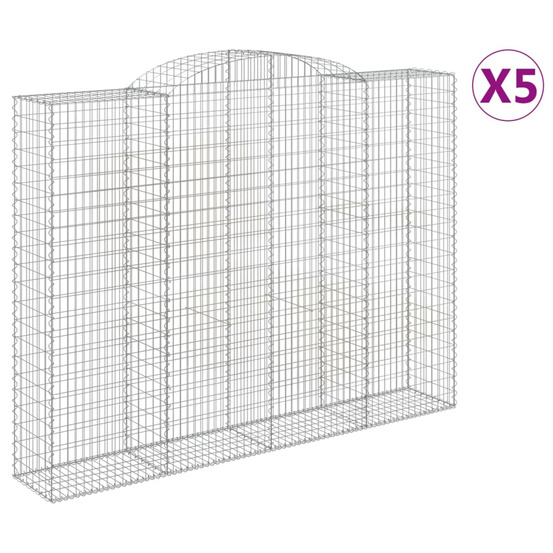 Paniers à gabions arqués 5 pcs 300x50x220/240 cm fer galvanisé