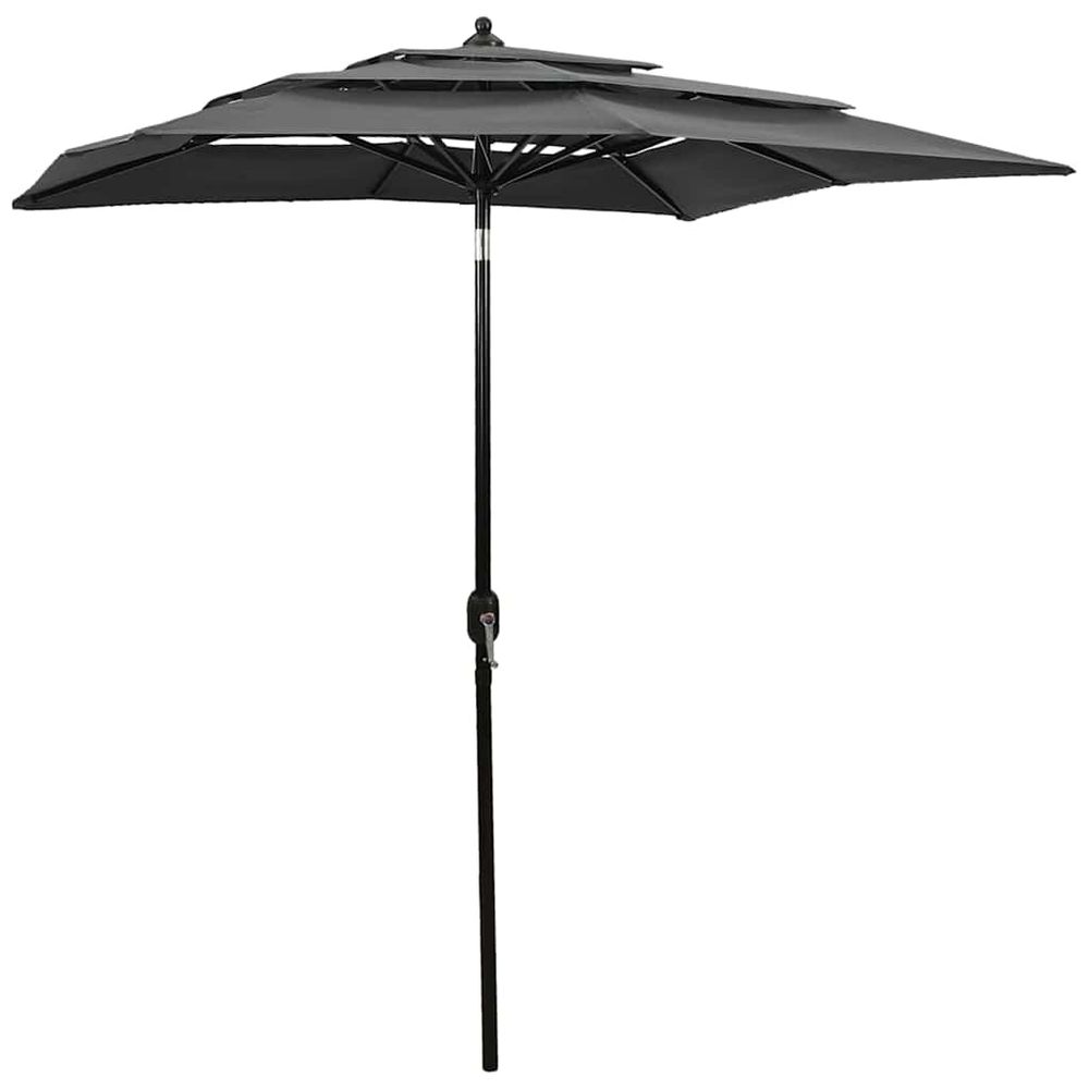 Parasol de jardin à 3 niveaux avec mât en aluminium anthracite