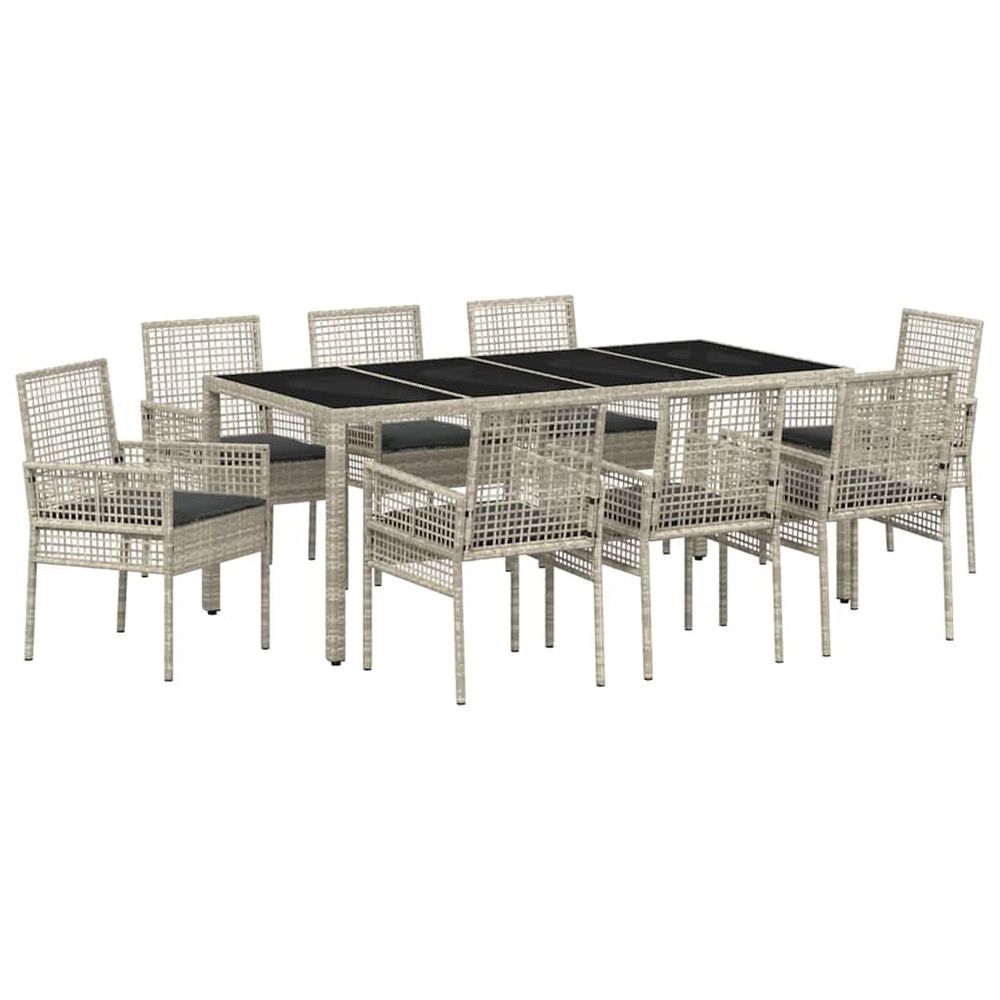 Ensemble de salle à manger pour jardin 9 pc gris clair