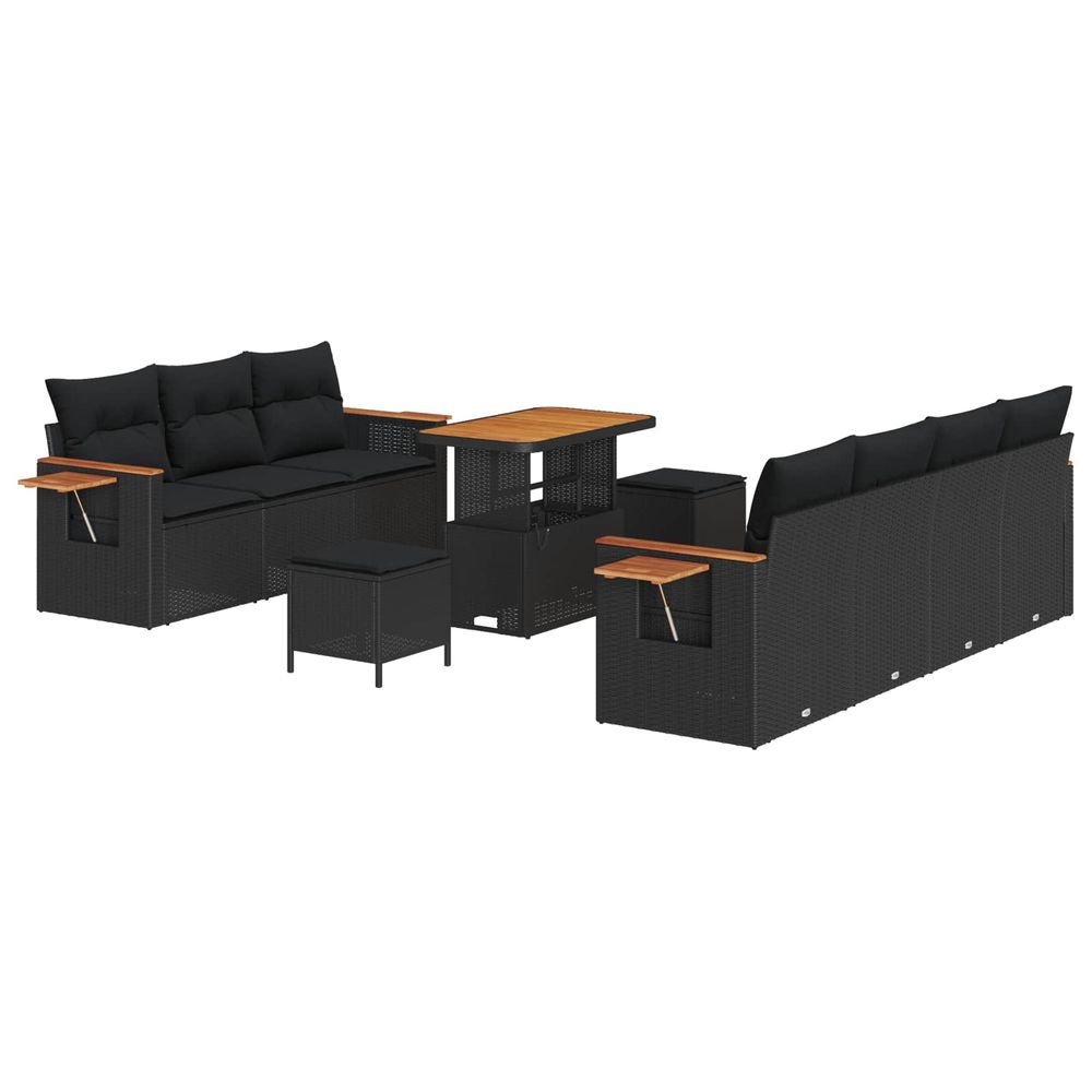 Ensemble de canapé de jardin 10 pc noir polyrotin