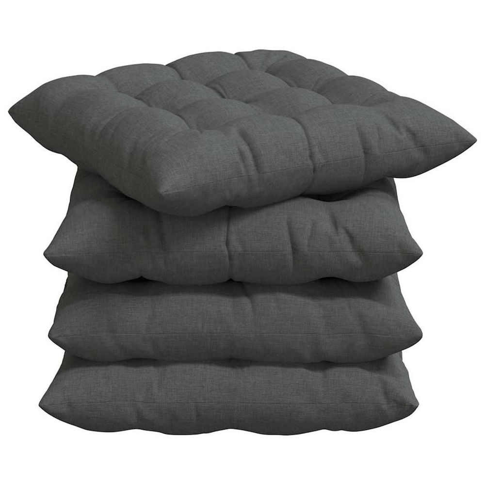 Coussins de siège 4 pc tissu gris foncé 40 x 40 x 6 cm