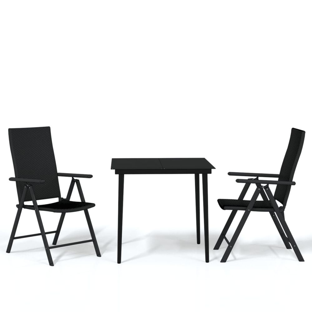 Ensemble à manger de jardin 3 pcs noir