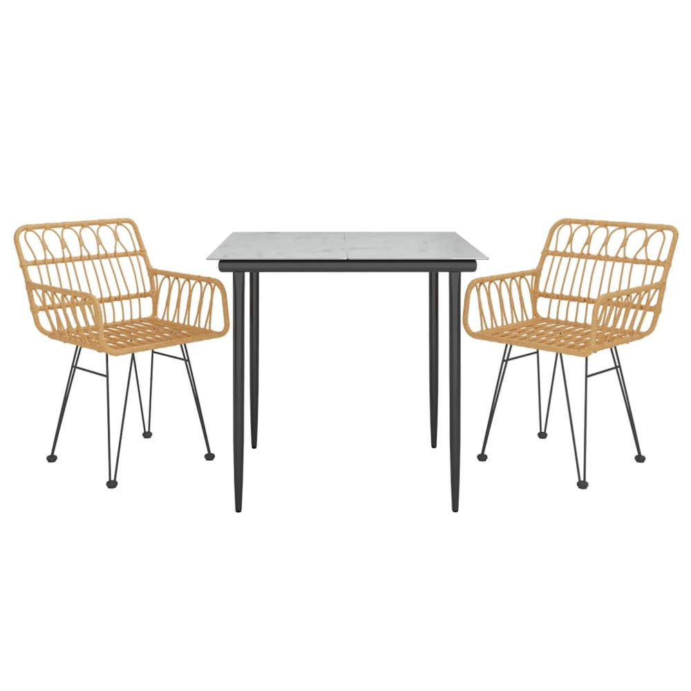 Ensemble de salle à manger de jardin meuble extérieur 3 pièces résine tressée