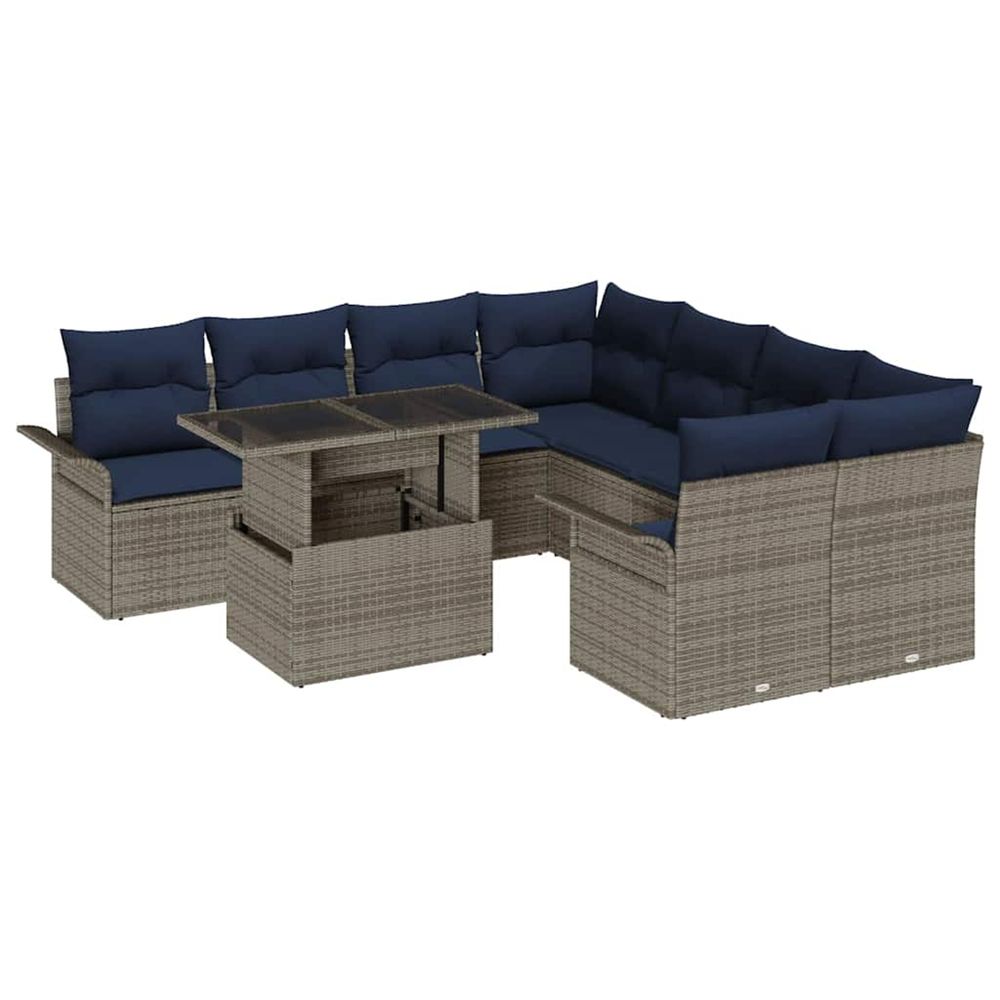 Ensemble de canapé de jardin 9 pc gris