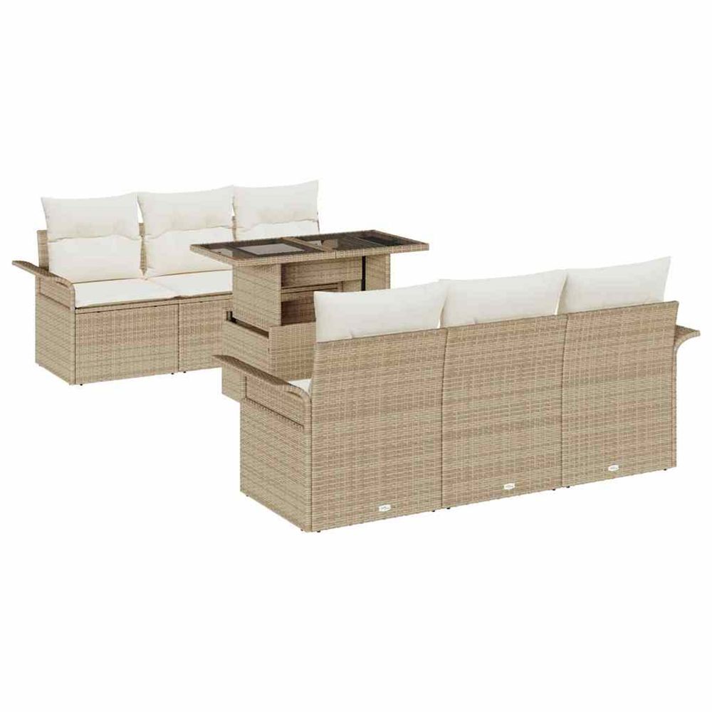 Ensemble de canapé de jardin 7 pc beige polyrotin