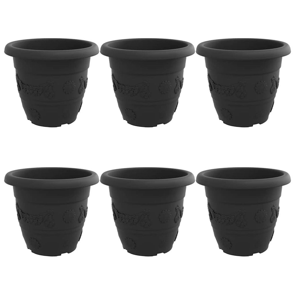 Pot à fleurs rond 6 pc noir ø 34 x 28 cm plastique