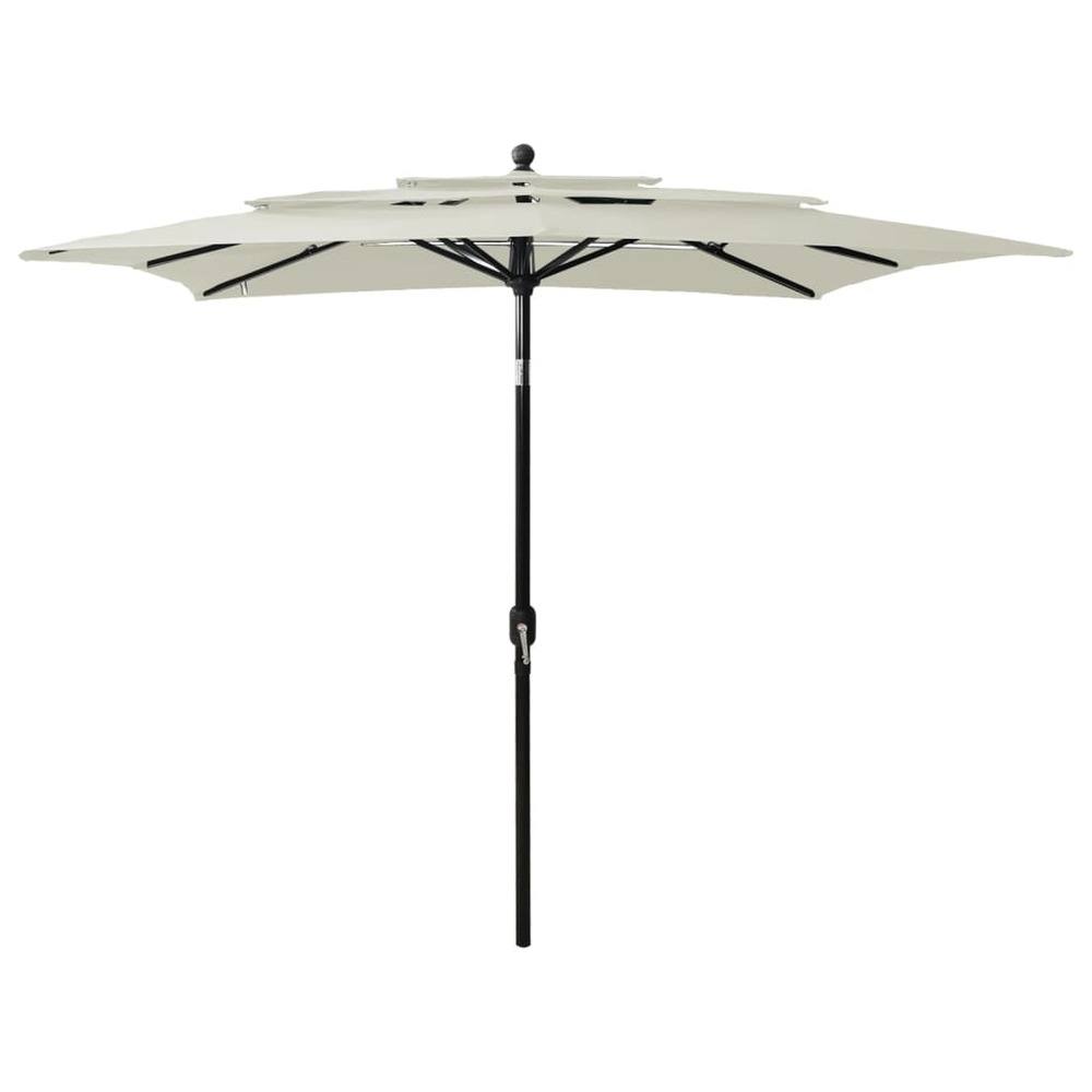Parasol à 3 niveaux avec mât en aluminium 2,5 x 2,5 m sable