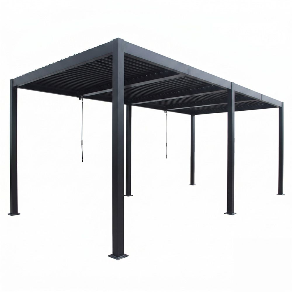 Pergola bioclimatique double 3x6 m noire paros