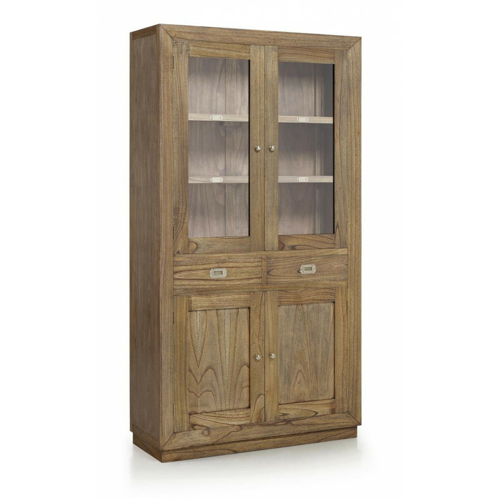 Vaisselier 2 tiroirs bronze bois marron - kerline décoration d'autrefois