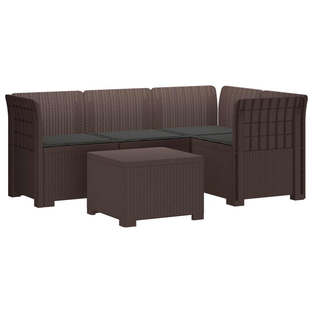 Canapé de jardin 4 places avec coussins style rotin pp marron