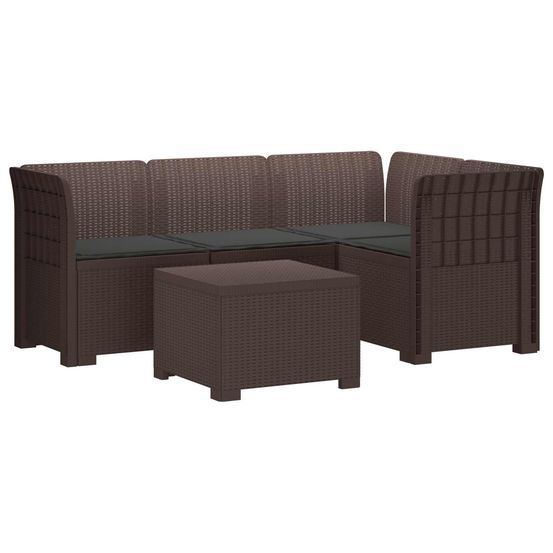 Canapé de jardin 4 places avec coussins style rotin pp marron