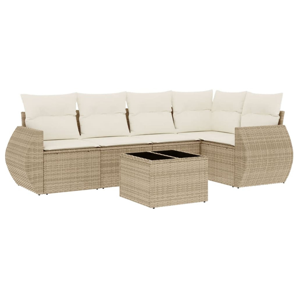 Salon de jardin avec coussins 6 pcs beige résine tressée