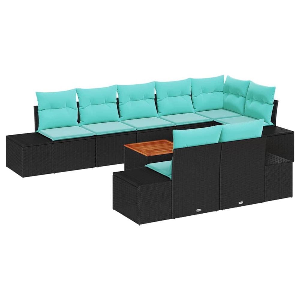 Ensemble de canapé de jardin 9 pc noir polyrotin