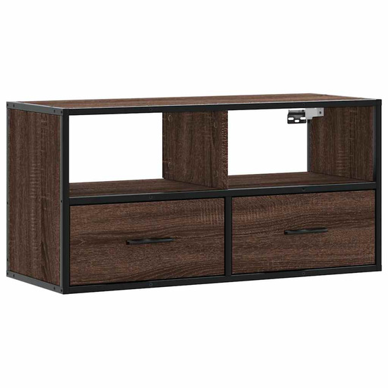 Meuble tv chêne marron 80x31x39,5 cm bois d'ingénierie et métal
