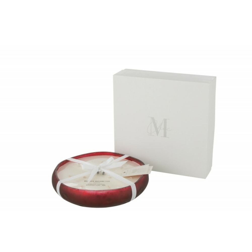 Bougie parfumée 40h dans pot en verre rouge 29x29x6 cm