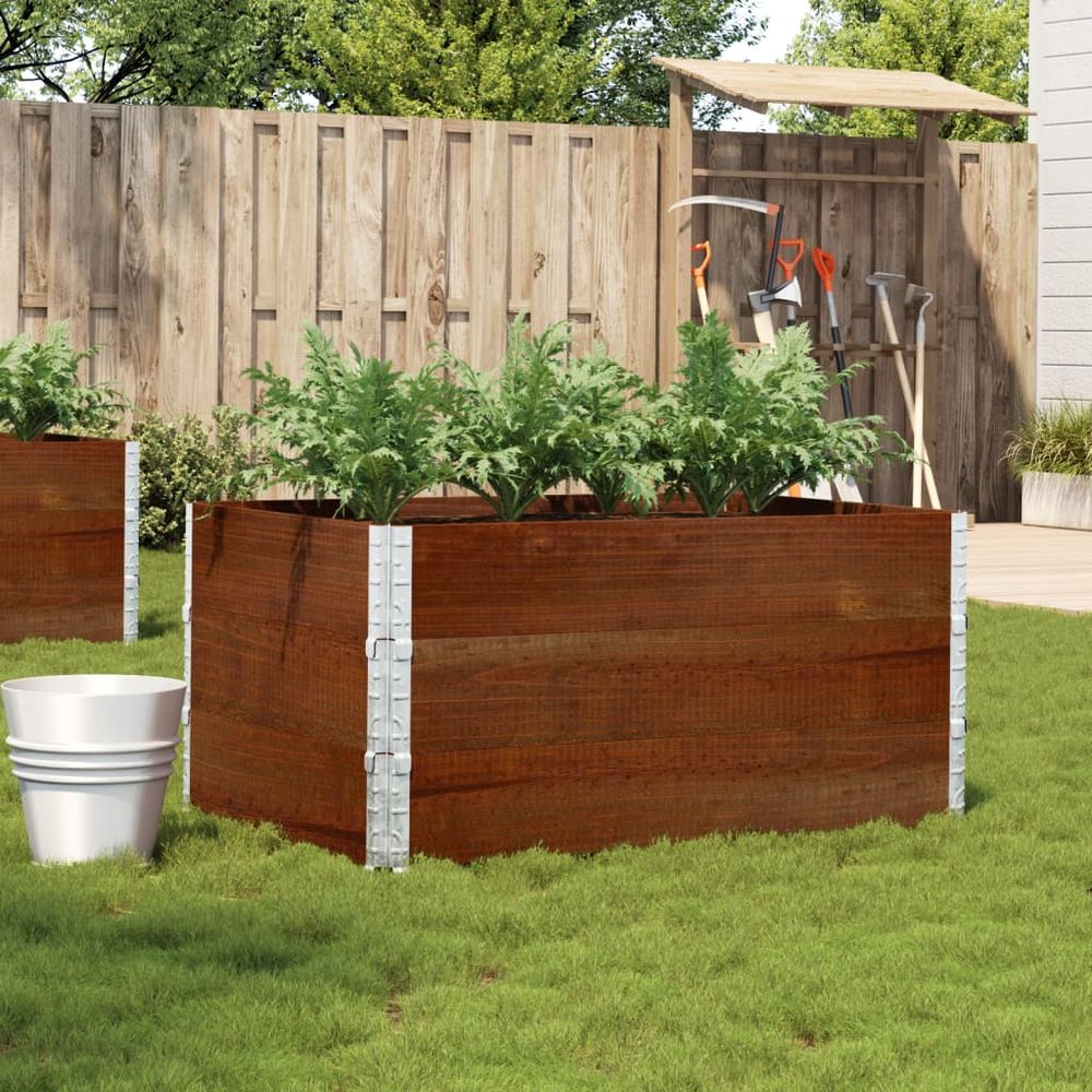 Jardinière haute marron en bois de pin massif pour potager surélevé 120x80x60,5 cm