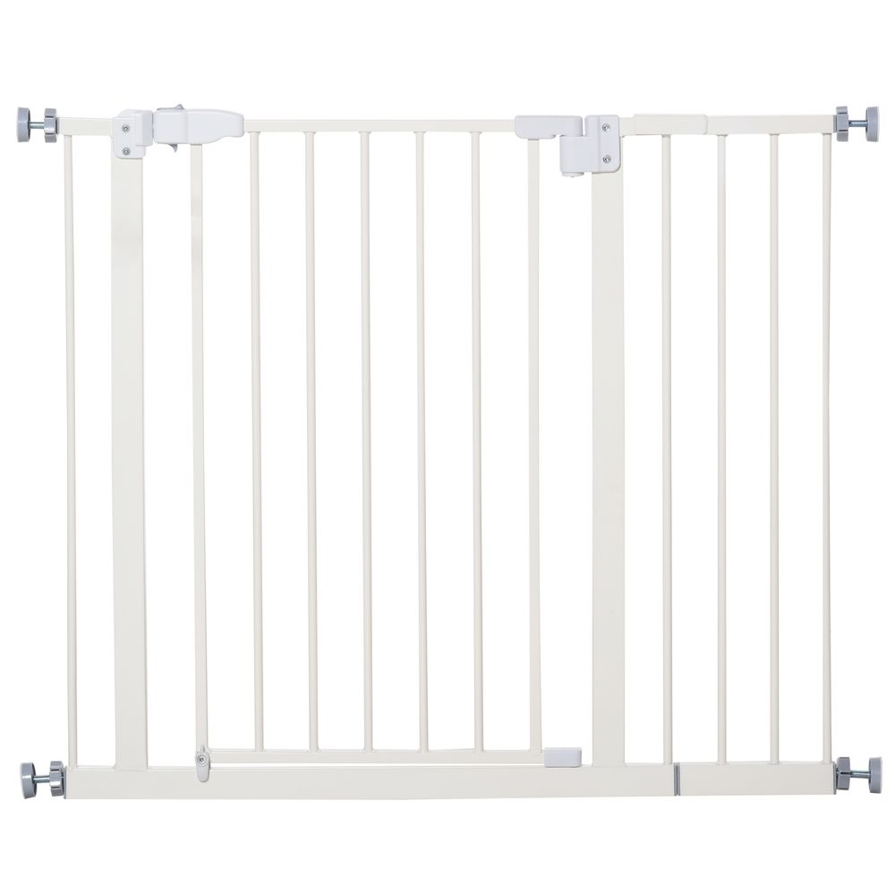 Barrière de sécurité en métal pour chien fermeture auto sans perçage 97x76cm blanc