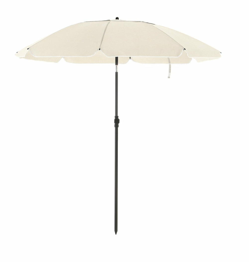 Parasol de jardin diamètre 1,6 m ombrelle protection ups 50+ inclinable portable résistant au vent baleines en fibre de verre