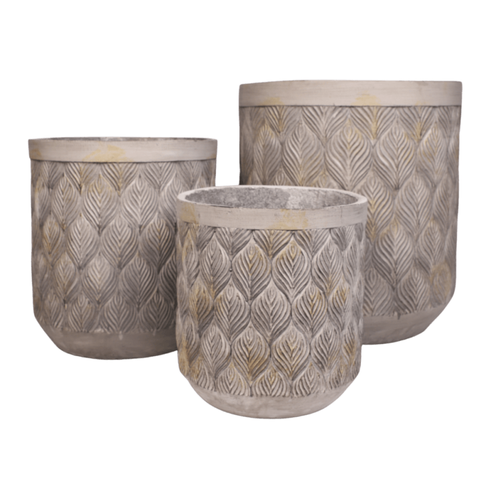 3 cache-pots grandes tailles plante extérieur béton gris 31-39-49cm ...