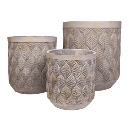 Cache Pots Balcon 3 cache-pots grandes tailles plante extérieur béton gris 31-39-49cm ...