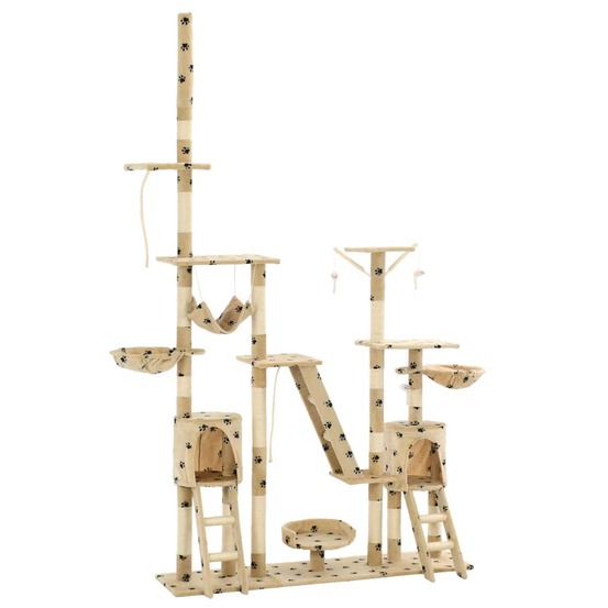Arbre à chat et griffoirs 230-250 cm empreintes de pattes beige
