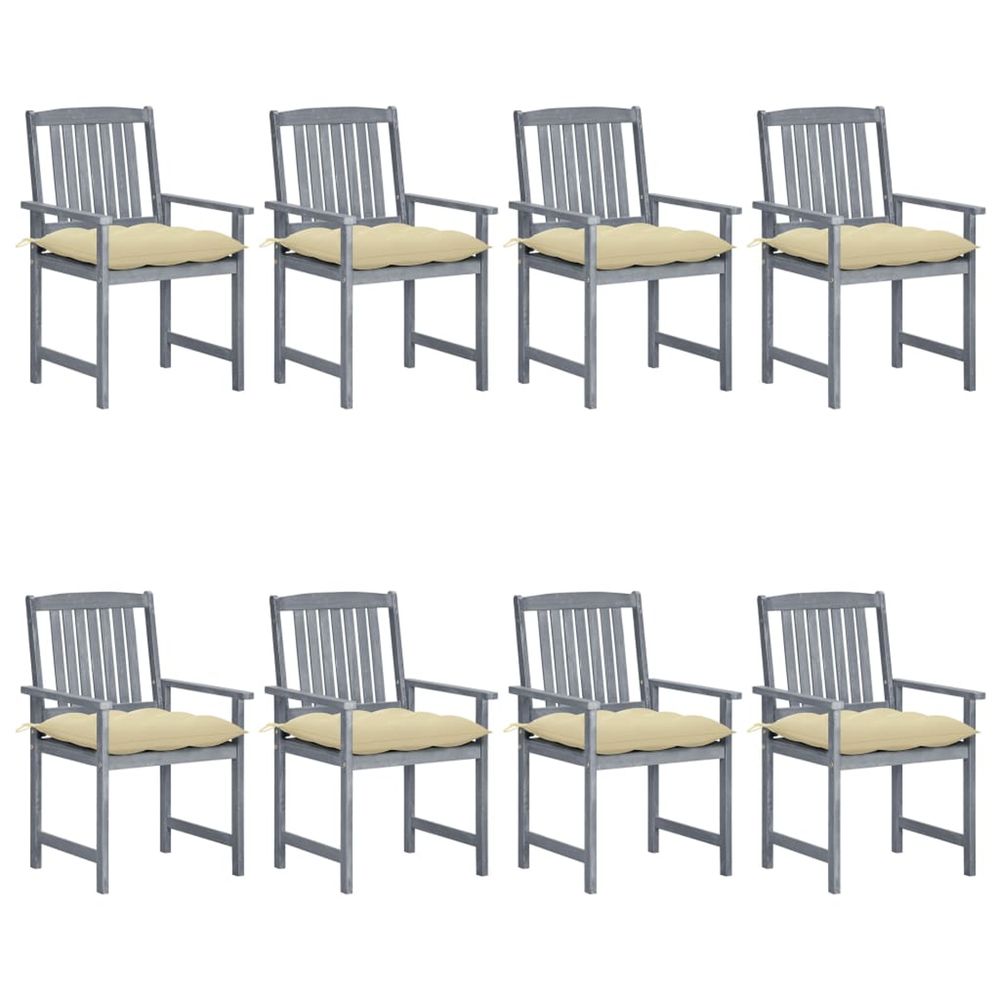 Chaises de jardin et coussins lot de 8 bois acacia solide gris