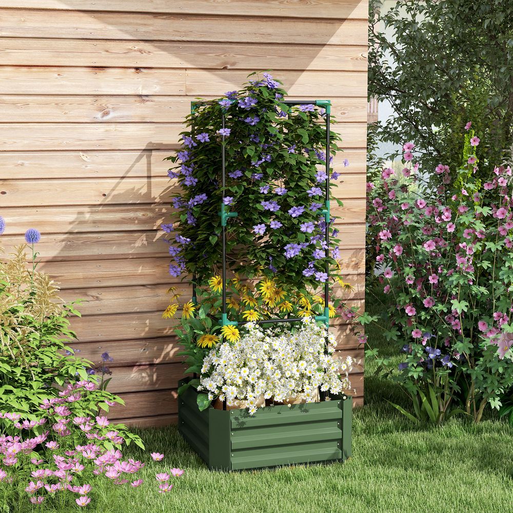 Carré potager treillis acier galvanisé jardin balcon tomates vert 61x140cm
