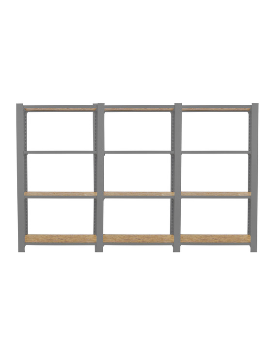 Etagère légère sans vis officlick 4/300 wood 2400 gris/osb gris/osb 1500x2400x300 - simonrack