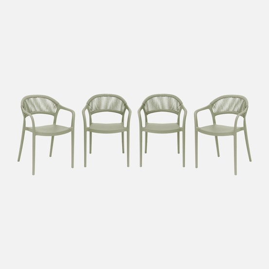 Chaise de jardin empilable avec effet corde (lot de 4) - jovia