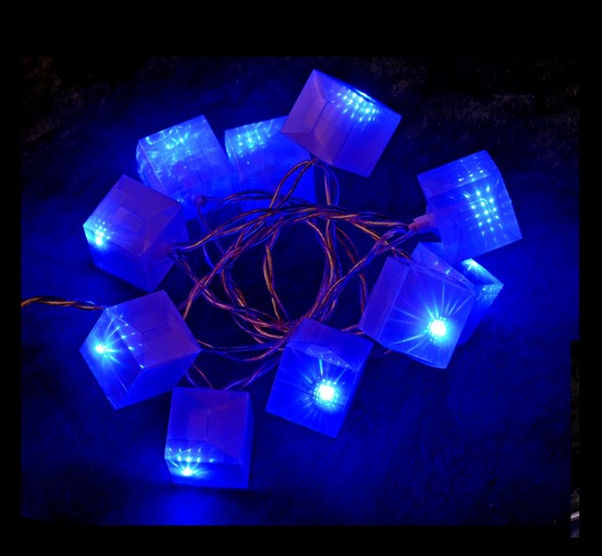 Guirlande cubes lumineux 10 led bleue
