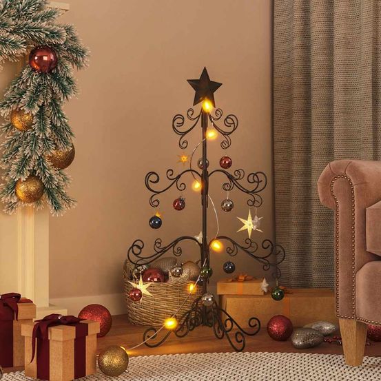 Sapin de noël pyramide en métal à décorer pour intérieur et jardin noir 90 cm