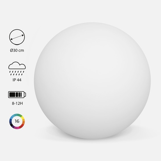 Boule lumineuse led 16 couleurs, étanche avec télécommande