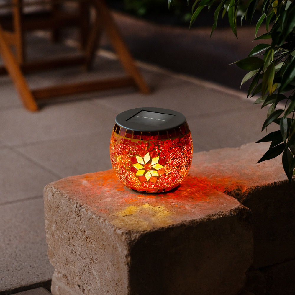 Esotec lampe solaire pour l'extérieur brillant mosaïque verre brisé lampe de table ip44 102066