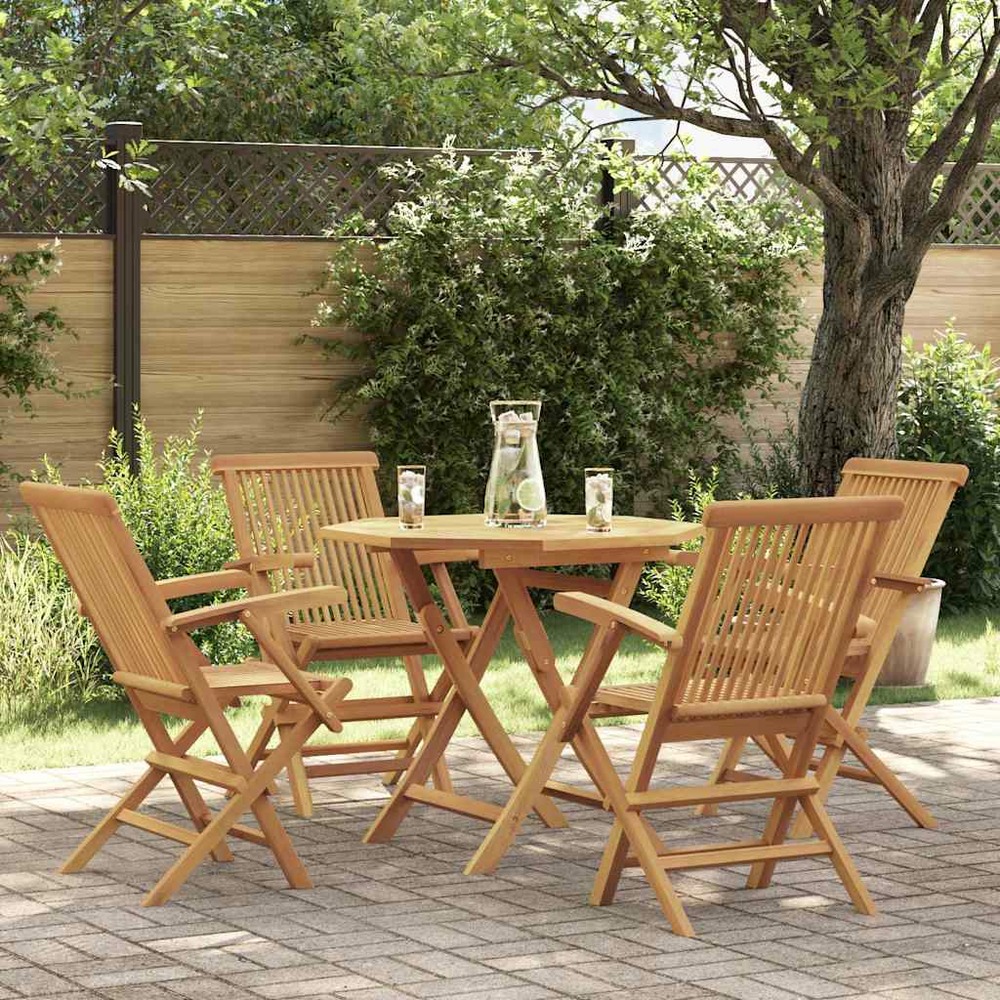 Salon de jardin 5 pcs bois de teck massif
