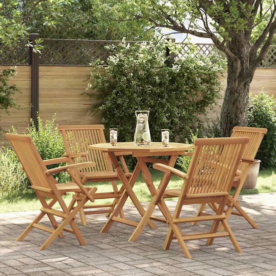 Salon de jardin 5 pcs bois de teck massif