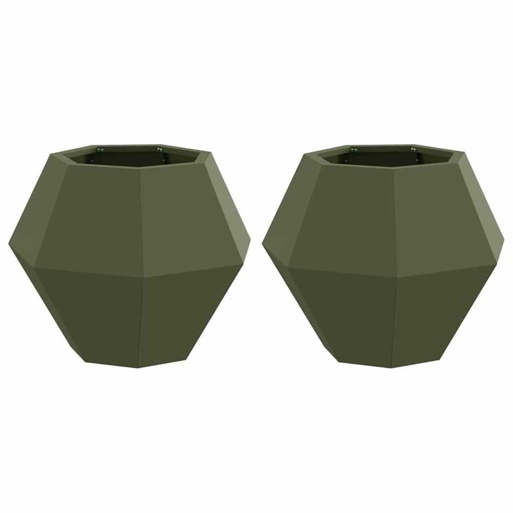 Jardinière d'extérieur 2 pc vert olive 50 x 50 x 40 cm acier