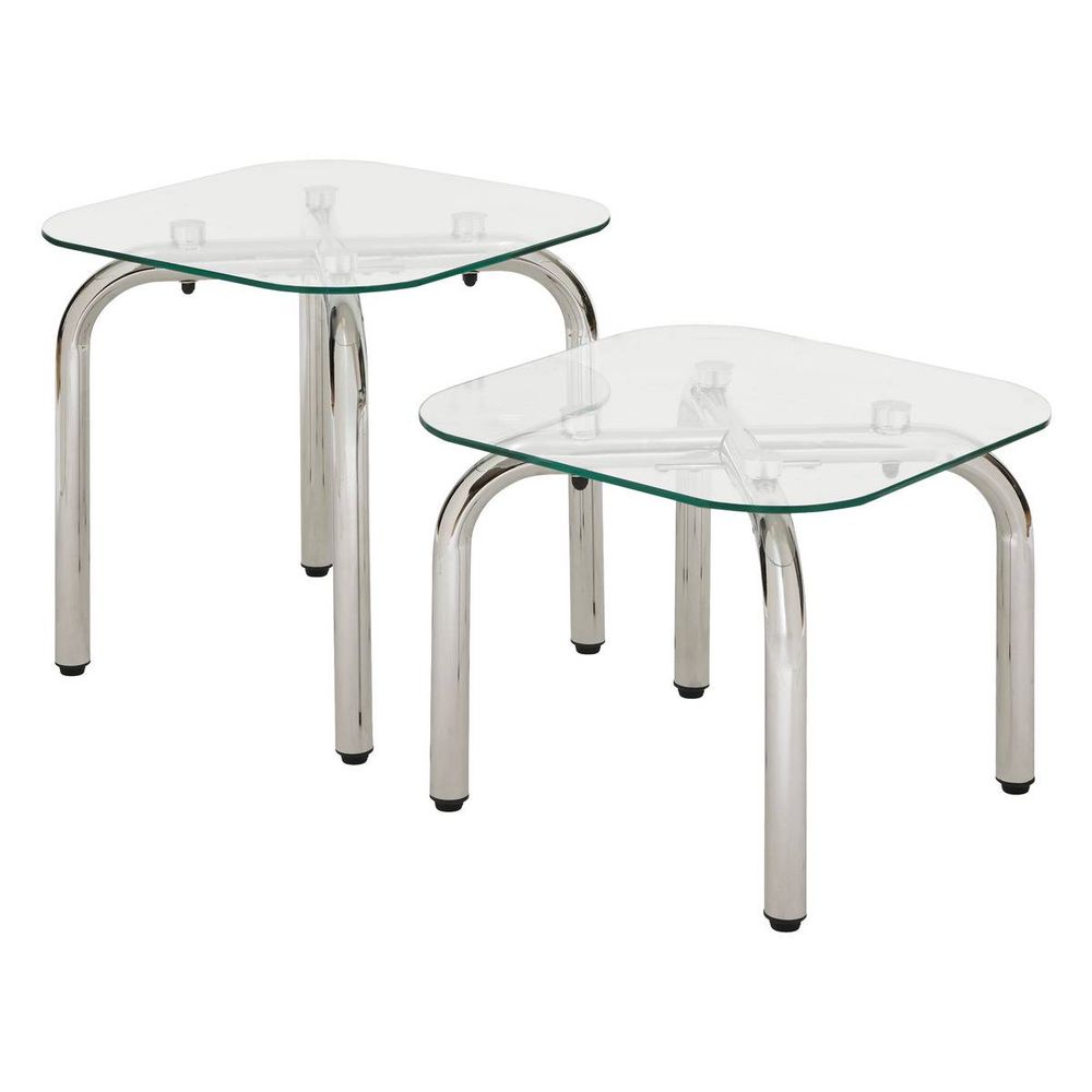 Lot de tables d'appoint hecate argent 50x50cm