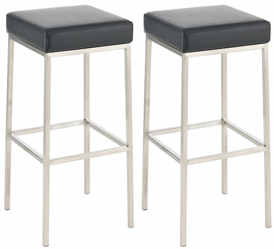 Lot de 2 tabourets de bar montreal 85 simili cuir acier inoxydable