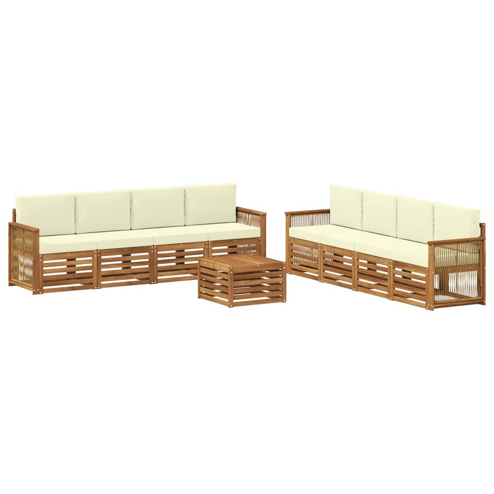 Ensemble de canapés d'extérieur 9 pc naturel et crème