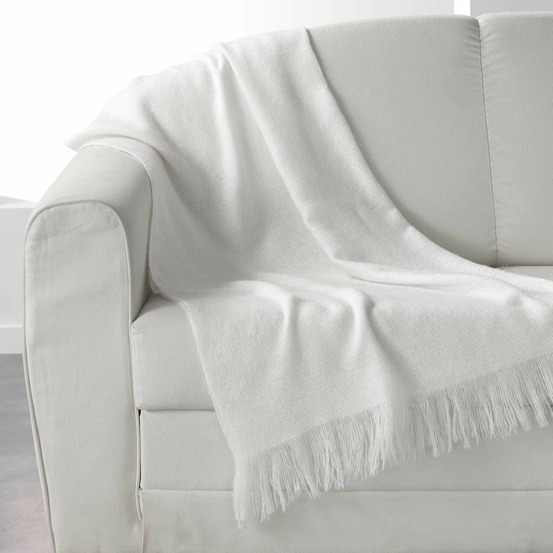 Plaid couverture a franges acrylique collection shelly