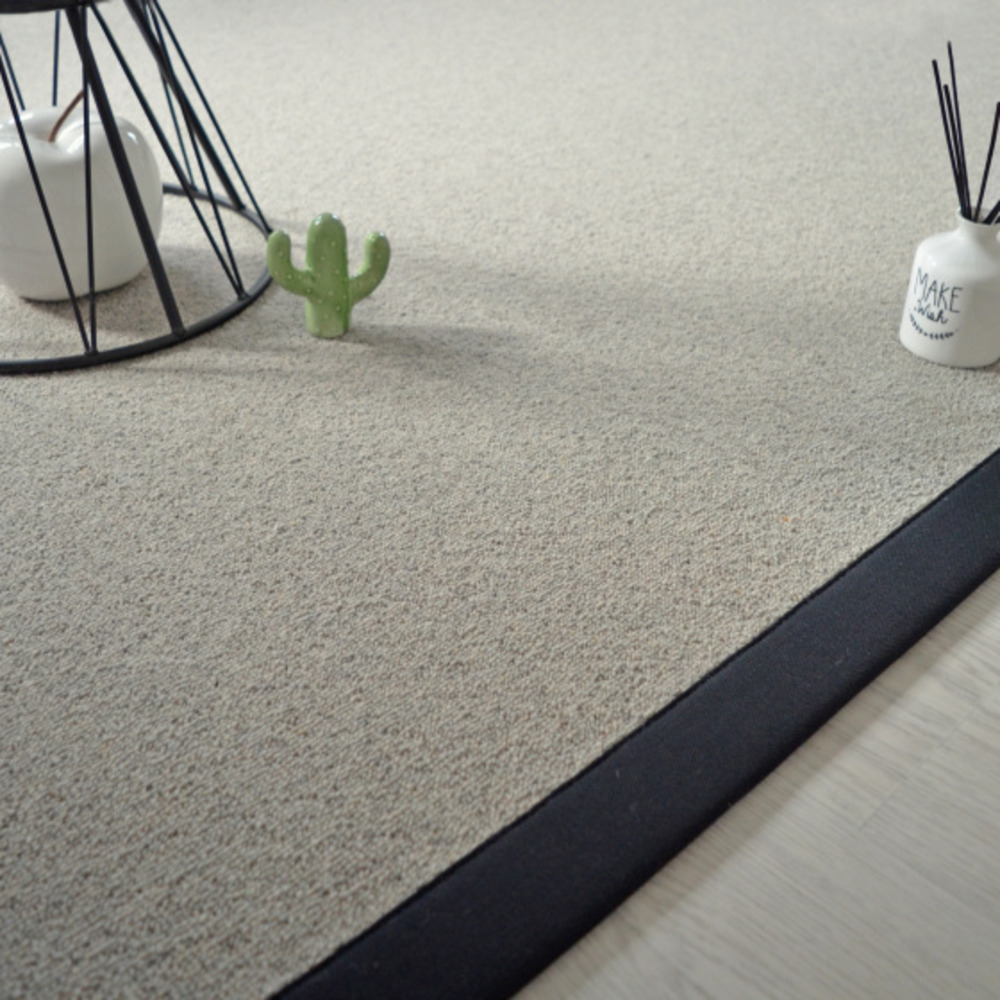 Tapis pure laine killoo gris - ganse coton noir - 80 x 150 cm