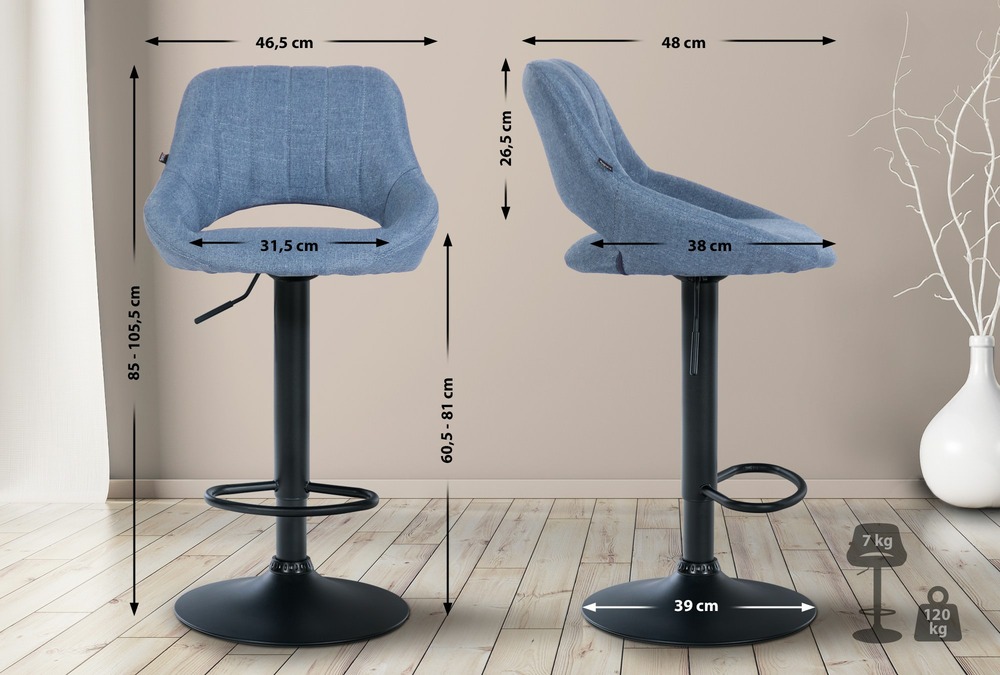 Lot de 2 tabourets de bar milet tissu b