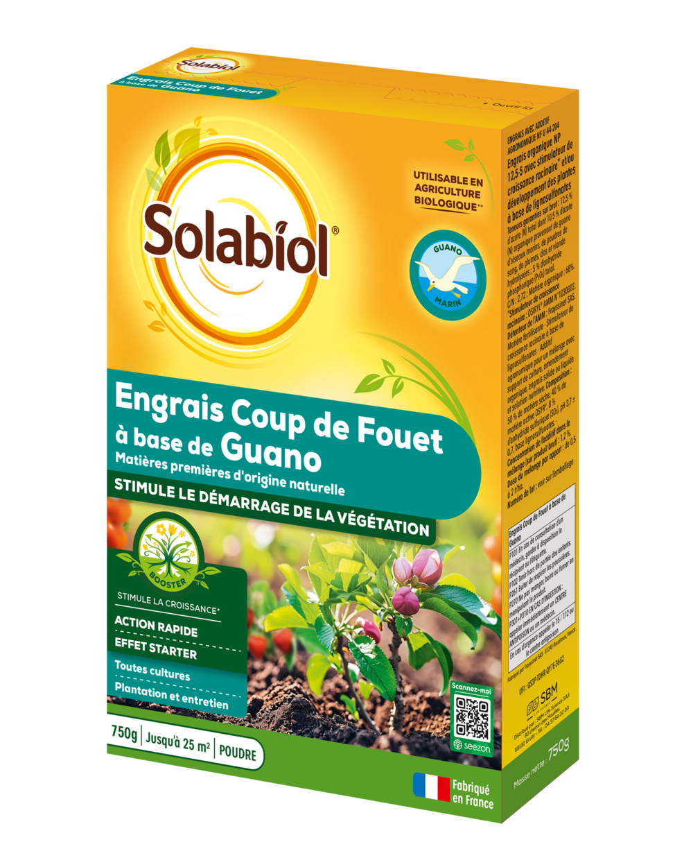 Sogua750n - engrais coup de fouet à base de guano - stimule le démarage de la végétation - utilisable en agriculture biologique