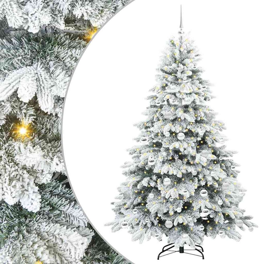 Sapin de noël artificiel avec 300 led blanc 180 cm pe et pvc