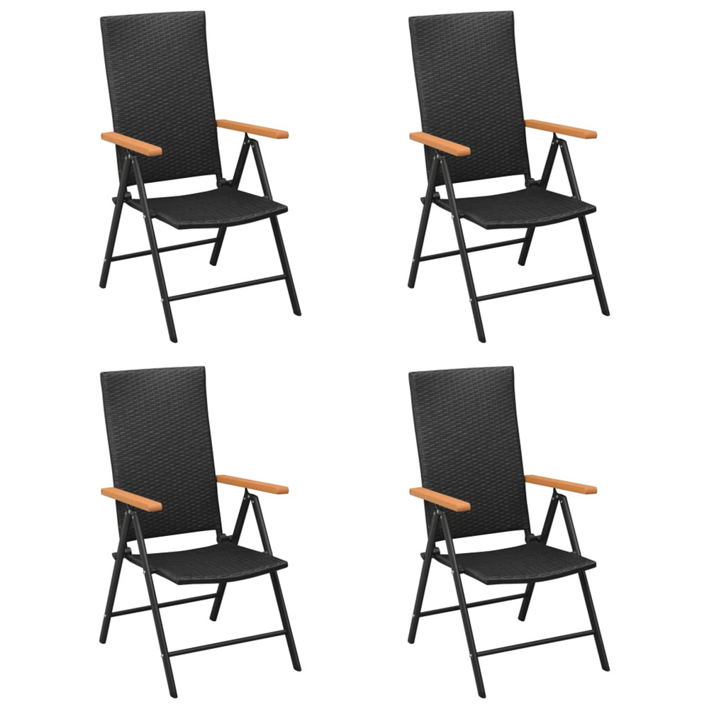 Chaises de jardin lot de 4 résine tressée noir